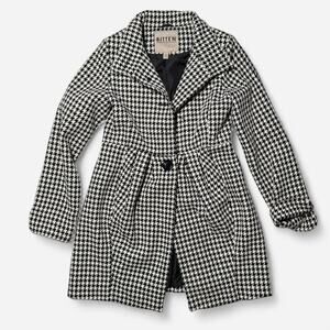 Bitten Sarah Jessica Parker Black White Houndstooth Vintage Wool Blend Peacoat